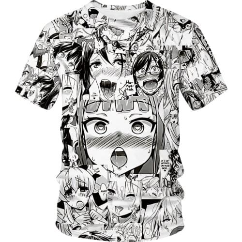 Ahegao T-shirt Anime 3D Print Men Women Streetwear Hentai Pattern O-Neck Hip Hop T Shirt Harajuku Casual Tops Sexy Girl Clothing