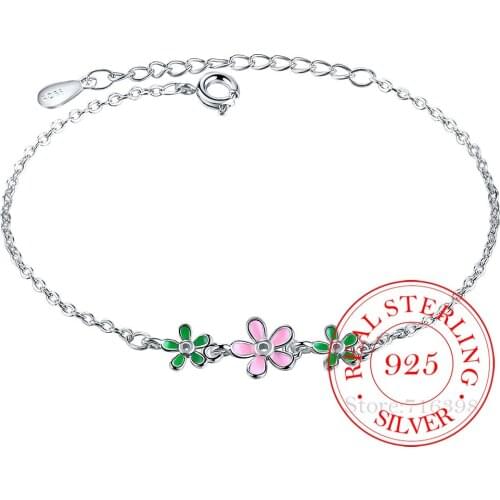 Daidy Flower Charm Bracelet 925 Sterling Silver For Women Wedding Party Link Chain Jewelry Dropshippng