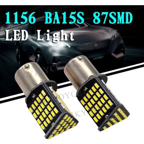 SKYJOYCE 1 Pair Super Bright 1156 BA15S 87SMD LED White Light Bulb 1156 BA15S S25 P21W 3014 87LED Car Brake Turn Signal Light