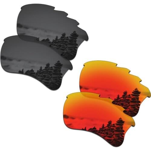 SmartVLT 2 Pairs Polarized Sunglasses Replacement Lenses for Oakley Flak Jacket XLJ Vented Stealth Black and Fire Red
