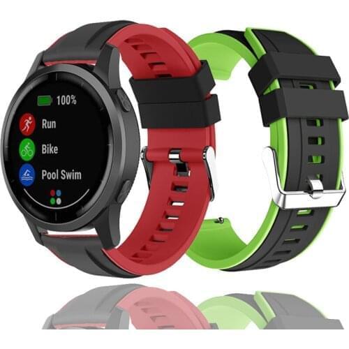 22MM Double Color Silicone Strap For Garmin Vivoactive 4 Smart Watch Band Replaceable Wrist Strap For Garmin Active Bands Correa