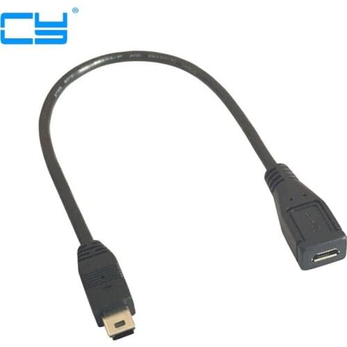 5 pcs/lote micro usb femea para mini usb macho cabo adaptador mini usb t porta para micro usb cabo de dados do sexo feminino