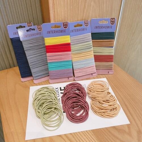 50pcs/Set Girls Elastic Hair Bands Sweet Hair Tie Ponytail Rubber Band Women Scrunchie Headband Colorful Hair Accessories