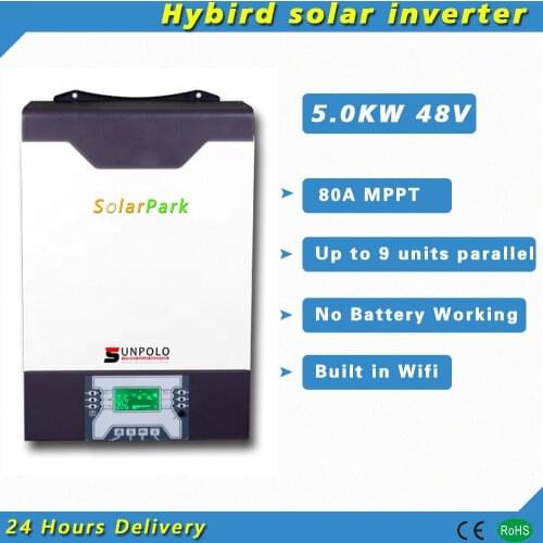 5000W 48V DC to AC 220V Off Grid Hybrid Inverter 80A 500V MPPT Solar Charger Inverter wth WIFI and Parallel 9 Units