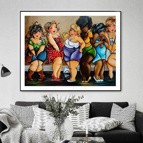 5D DIY Diamond Painting fat Ladies Cross stitch Full Diamond Embroidery Cartoon Mosaic Picture of Rhinestones home decor