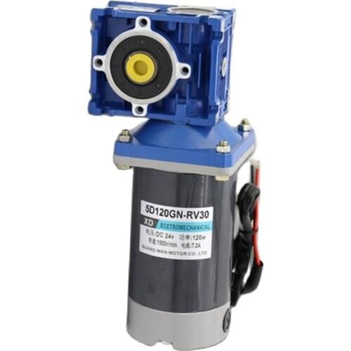 5D120GN 120W RV30 RV40 Worm Gear Low RPM Self-Locking Adjustable Speed DC Motor 12V 24V