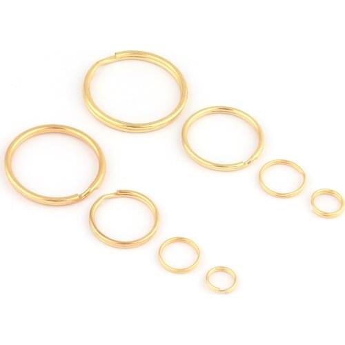 9-32mm Gold Round Split Ring Jump Ring Purse Hardware Key Chain Supplies Clasp Connector Key Fob Charm Leather Craft Jewelry