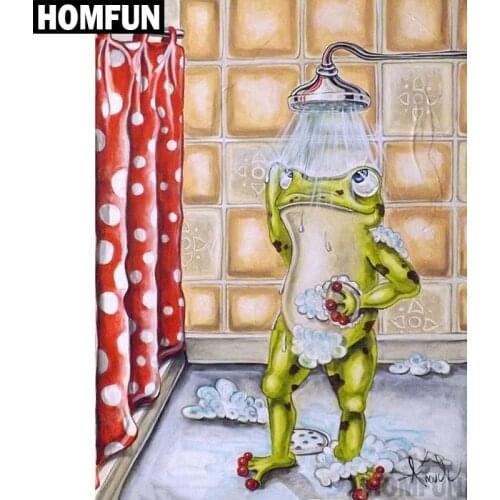 HOMFUN Full Square/Round Drill 5D DIY Diamond Painting "Frogs shower" 3D Embroidery Cross Stitch 5D Home Decor Gift A00601