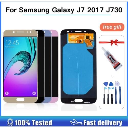 Amoled lcd J730 for Samsung Galaxy J7 Pro 2017 J730F J730GM J730G Display J7 LCD Screen Touch Digitizer Assembly Adjustable