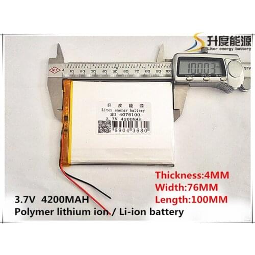 Free shipping 3.7 V 4200 mah tablet battery brand tablet gm lithium polymer battery 4076100