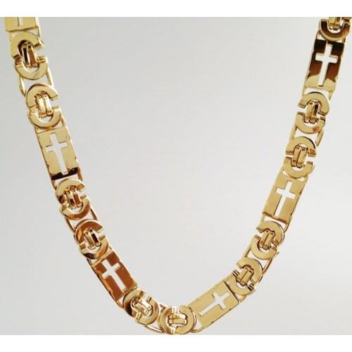 10mm Stainless Steel Chains Necklace for Men Gold Silver Color Byzantine Mens Necklaces Fashion Jewelry Friends Gift Wholesale