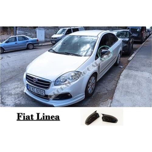 For FIAT LINEA Bat Mirror Cover 2007 2008 2009 2010 2011 2012 2013 2014 2015 Glossy Piano Black 2 PCS Wing Car Auto Universal