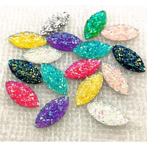 DIY 80PCS mix 9mm*18mm AB horse eye Resin Flatback Wedding Buttons