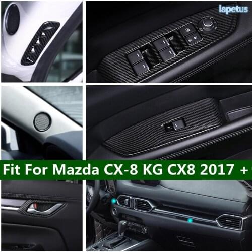 Door Handle Bowl Frame / Armrest Window Lift Button Cover Trim Carbon Fiber Look For Mazda CX-8 KG CX8 2017 - 2021 ABS Interior