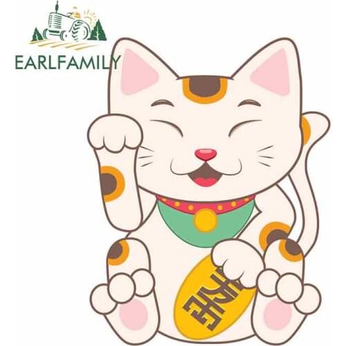 EARLFAMILY 13cm x 10.3cm for Cute Beckoning Cat Graffiti Car Sticker Waterproof Scratch-proof Stickers Vehicle Bumper Decal