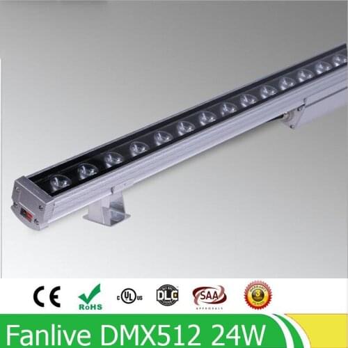 5pcs/lot ac85-265v DMX512 RGB 24W foco refletor LED flood exterior Wallwasher wall washer lighting outdoor light 220V 110V