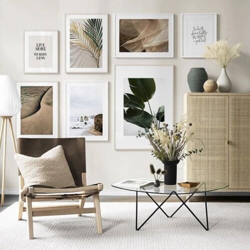 Nordic Plant Leaves Poster Desert Beach Landscape Wall Art Canvas Print Painting Minimalist Picture Home Decor