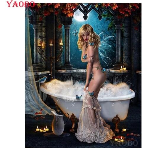 Butterfly fairy Diamond Embroidery Bath Chart DIY Diamond Painting full square Cross Stitch Diamond Mosaic Crystal home bathroom