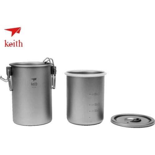Keith 0.9L Folding Titanium Cooker Pots Outdoor Camping Hiking Travel Picnic Ultralight Rise Drum Water Cookware Cooking Pot