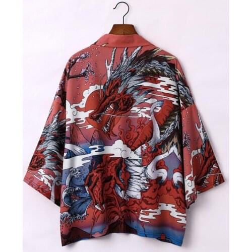 Yukata Haori Japanese Dragon Kimono Cardigan Samurai Costume Asian Clothes Kimonos Jacket Mens Shirt Yukata Haori Men