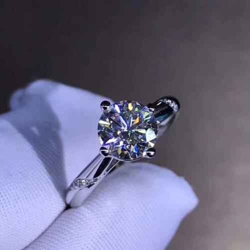 9K White Gold Ring Classic moissanite Jewerly 4 claws Anniversary Engagement Gift 1ct 2ct 3ct VVS1 Moissanite