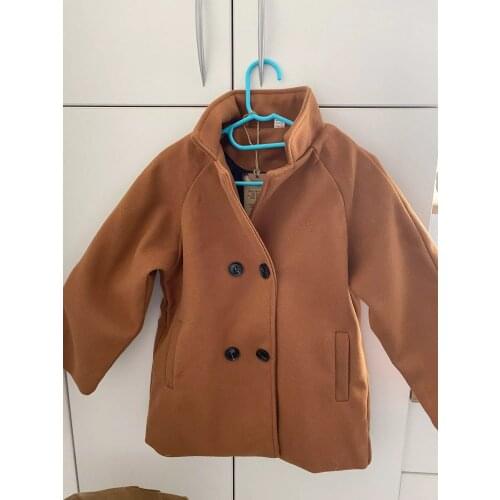 Baby Boys Girls Coffe Brown Wool Cotton Coat 1 2 3 4 5 6 7 8Years Kids Double Breasted Warm Fall Autumn Jacket Outwear