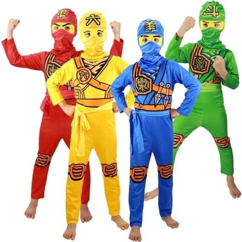 Ninjago Jumpsuits Boy Sets Cosplay Costumes Halloween Christmas Party Clothes Anime Ninja Superhero Streetwear Suits Hot Sell
