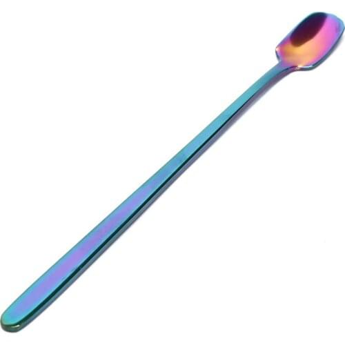 Colorful Long Handle Square Head Stainless Steel Spoons Coffee Spoons Ice Spoons Bar Home Dining Gadgets Kitchen Accessories