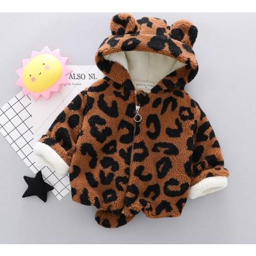 Winter Warm Baby Boys Girls Coats Jacket For Boys Warm Leopard Print Plus Velvet Thicken Clothing Cardigan Children Outerwear
