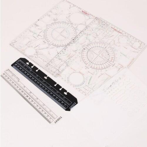 Multi-in-1 Template Ruler with Isosceles Triangle Trapezoid Parallelogram More 16FB