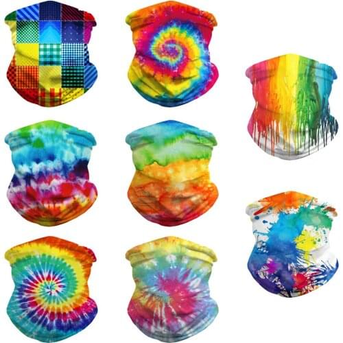 Hot tie-dye gradient printing mens and womens beanie headband hood mask neck gaitere scarf dust square cap trend