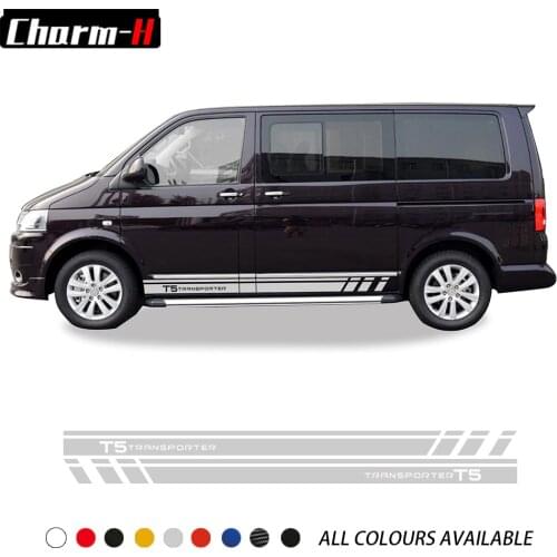 2pcs Side Stripes For VW Volkswagen Transporter T5 T6 Door Side Skirt Stickers Camper Van Vinyl Decal Accessories