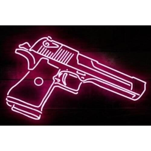 Neon Sign For pink gun handcraft Glass Tubes Lamp hotel Home neon light sign neon signboard Neon Light Sign Glass Palm Trees