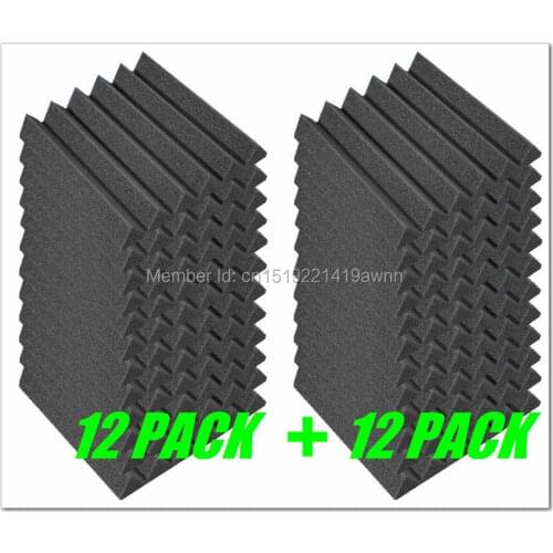 New 24pieces black color 30*30*5cm Acoustic Wedge Studio Soundproofing Foam Wall Tiles Soundproof foam acoustic foam in stock