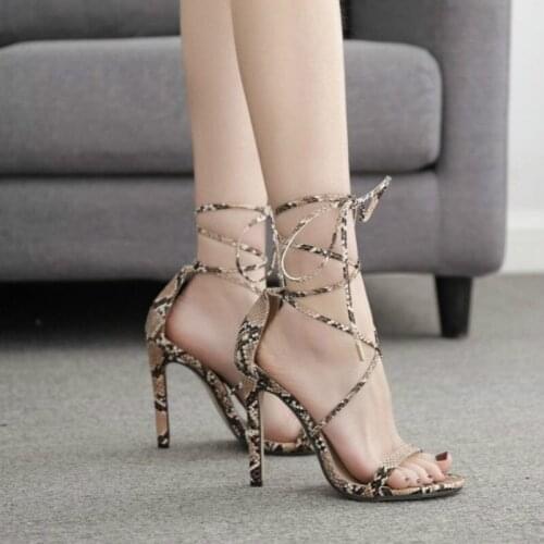 Spring and Summer The New Sandals Fashion Sexy Pumps Shoes Serpentine Cross-tied Party Cover Heel Thin Heels 11.5cm High Heels
