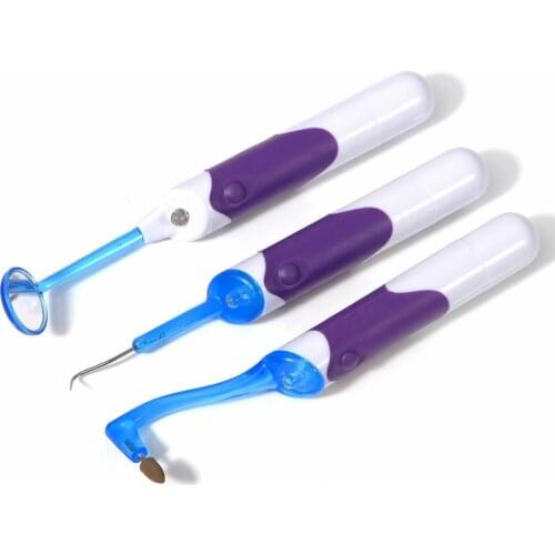 One set Dental Equipment Dental Oral cleaning tooth Kit LED light Mirror Plague Remover Stain Eraser