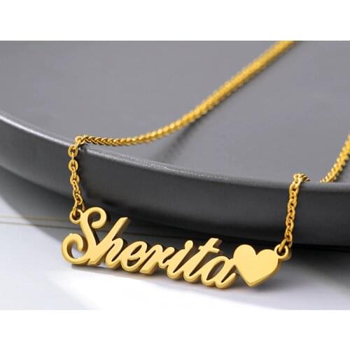 Custom Necklace Heart Pendant Stainless Steel Gold Chain Personalized Name Necklaces Choker Jewelry Necklaces for Women Dropship