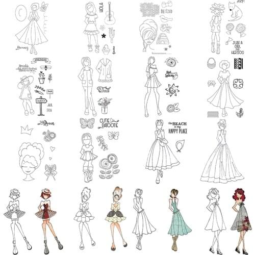 Clear Stamps Flowers Animals Different Types Beautiful Girl Princess Dress Hat For DIY Scrapbook Photo Album Craft Card 2021 New