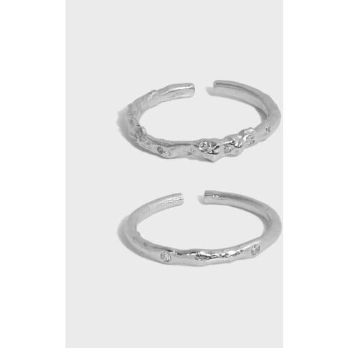 Real 925 Sterling Silver Irregular Opening Rings For Women Fine Jewelry 2021, Elegant Cubic Zirconia Wedding Party Ring Woman