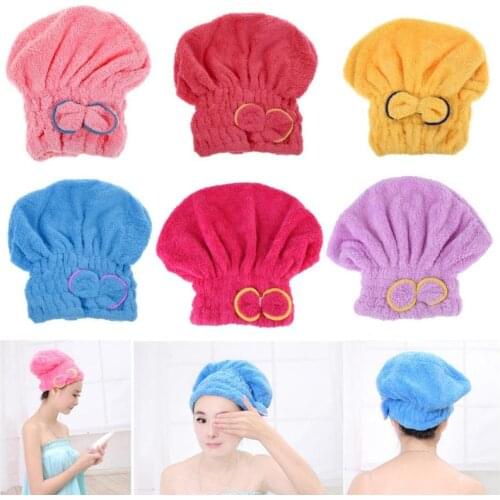 6 Colors Dry Hair Hat Home Textile Microfiber Hair Turban Quickly Dry Hair Hat Wrapped Towel Bath Bathing Drying Towel Head Wrap