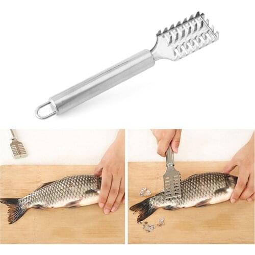 Fish Scaler Skin Scraper Stainless Steel Brush Cleaner Descaler Skinner Scaler Fish Cleaning Kitchen Gadgets