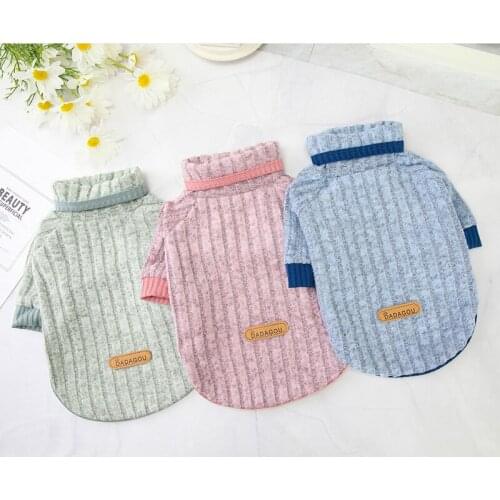 Warm Dog Cat Clothes Autumn Winter Pullover Sweater For Small Dogs Solid Cats Sweatshirt Underclothes Pet Plush Bottomed Shirt