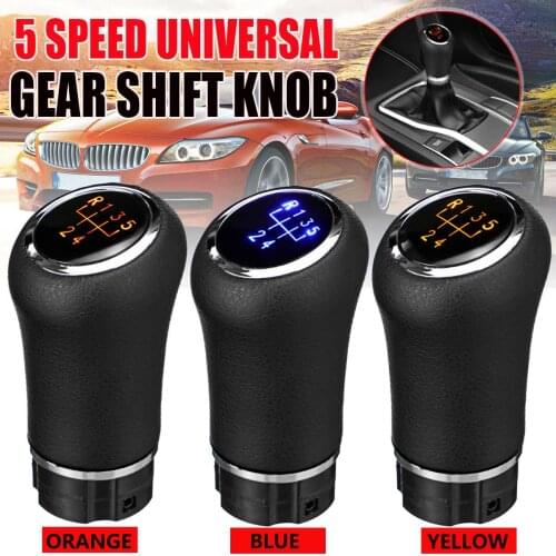 Universal 5 Speed Manual Gear Shift Knob w/LED backlight Gear PU Leather Shifter Lever Handle Stick For Toyota/Benz/Audi/BMW