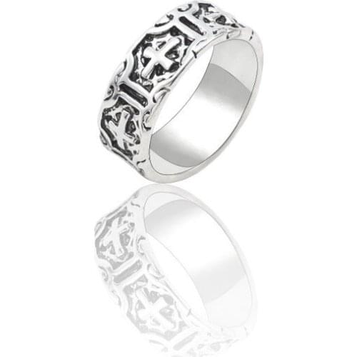 Vintage Cross Ring Wide Version Rings For Women Unisex Mens Jewelry 2021 Carved Cross Retro Ring Xmas Gift