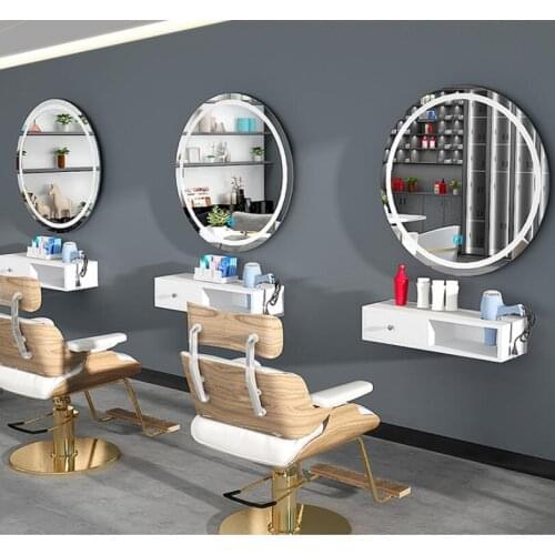 Simple barber shop mirror online celebrity hairdressing mirror hair salon special tide cabinet integrated LED floor mirror with