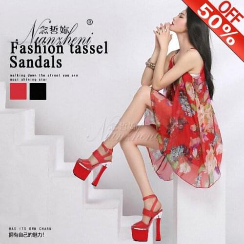 Clear sole 8 inch Spool Buckle Gladiator Female Model Party sandals 18cm high heels sexy Pole Dance Ankle Strap shoes Red