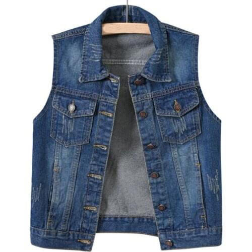 Chalecos Para Mujer Denim Vests Korean Fashion Sleeveless Jean Jackets For Women Waistcoat 5XL Gilet Jaqueta Feminina Jaquetas