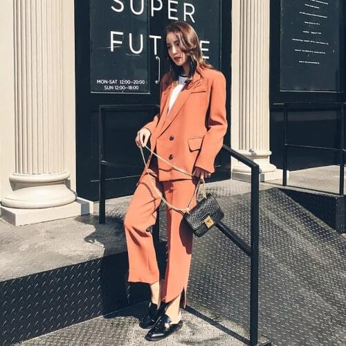Workplace womens spring and autumn new England style fashion solid color suit suit casual temperament nine pants two sets TB181