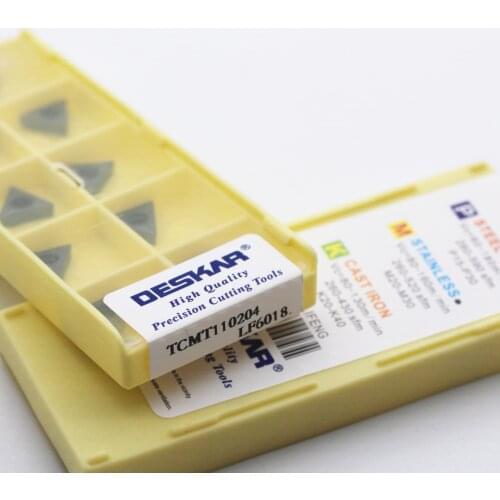 10PCS DESKAR TCMT110204 TCMT110208 LF6018 Turning Tools lathe Carbide Inserts CNC Lathe Cutter for Stainless Steel