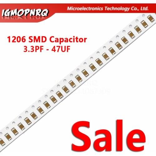 100pcs 10PF-47UF 1206 SMD 250V X7R Error 10% 10uf 106K 0.1UF 1UF 47UF 2.2UF 22UF 1UF Ceramic Capacitor MLCC 106 476K 104K 105K